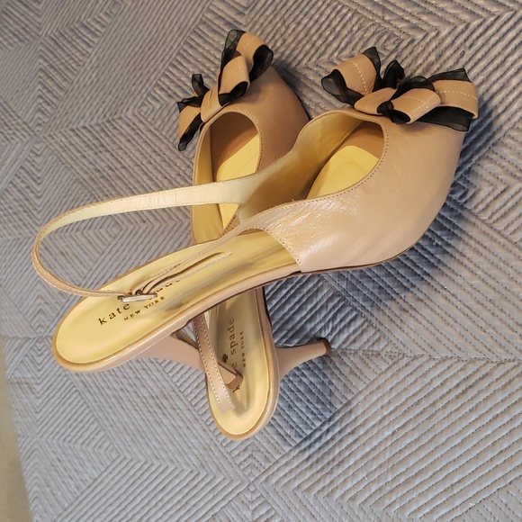 kate spade size 10 tan and black heels - Picture 7 of 10